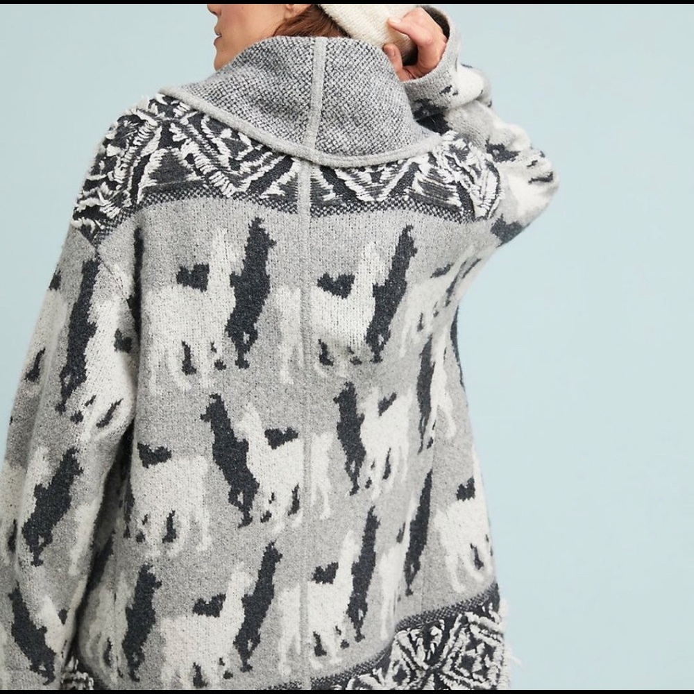 Anthropologie Llama Knit Cardigan size small